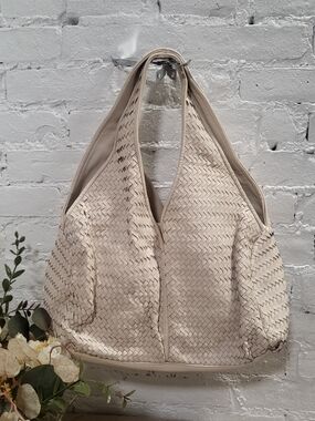 Sondra Roberts Woven Hobo Bag - Cream Beige